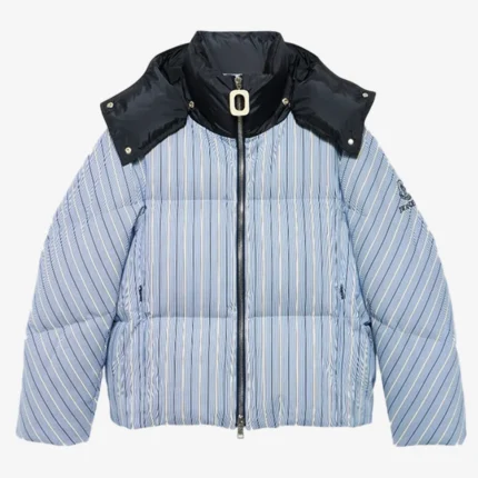 Unisex JW Anderson x Moncler Striped Blue Puffer Jacket