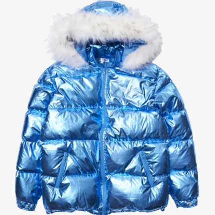 Unisex King Von Blue Hooded Puffer Jacket
