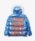 King Von Blue Hooded Puffer Jacket