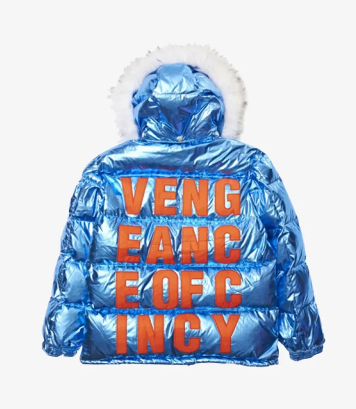 King Von Blue Hooded Puffer Jacket