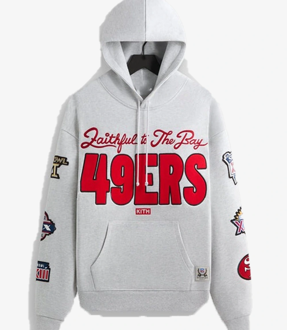 Kith San Francisco 49ers Faithful Vintage Grey Hoodie Kith San Francisco 49ers Faithful Vintage Grey Hoodie Unisex