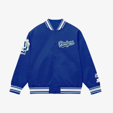 Unisex LA Dodgers X Mister Cartoon X Starter Blue Satin Jacket