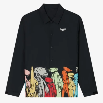 Unisex Light Padded Kenzo Paris x Futura 2000 Coach Jacket Black