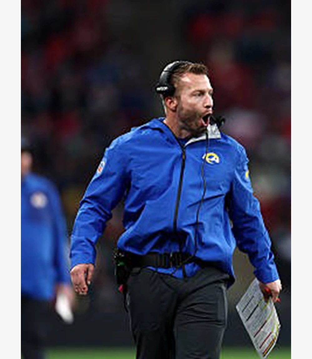 Los Angeles Rams 2025 Coach Sean McVay Blue Full-Zip Rain Jacket Unisex Los Angeles Rams 2025 Coach Sean McVay Blue Full-Zip Rain Jacket