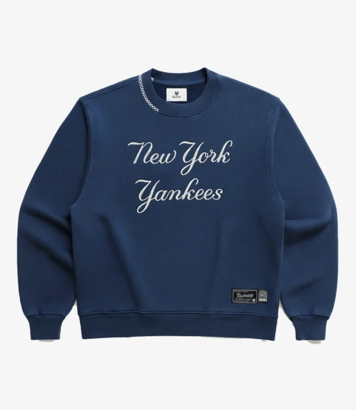 Madhappy Yankees Script Navy Blue Crewneck For Unisex