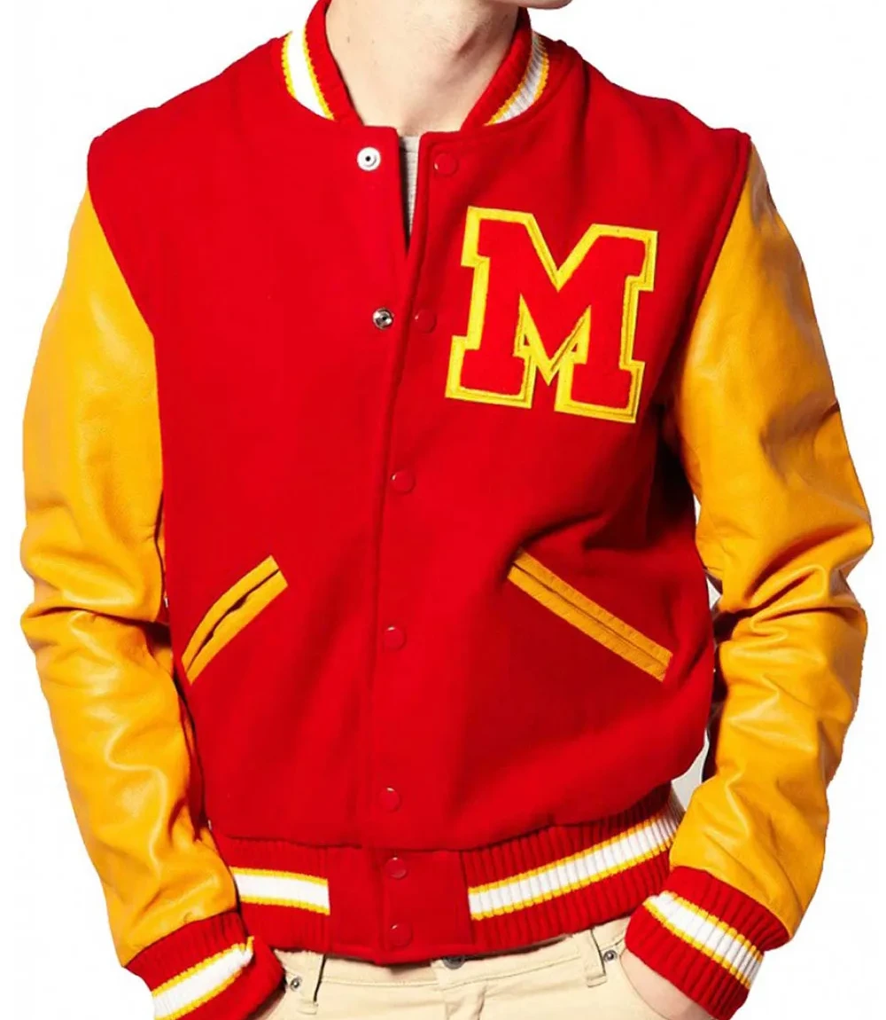 Michael Jackson Thriller Letterman Varsity Jacket with Yellow Leather Sleeves Unisex Michael Jackson Thriller Letterman Varsity Jacket with Yellow Leather Sleeves