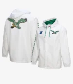Unisex Mitchell & Ness White Philadelphia Eagles Vintage Logo Coaches Full-Snap Hoodie Jacket