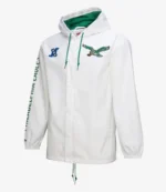 Mitchell & Ness White Philadelphia Eagles Vintage Logo Coaches Full-Snap Hoodie Jacket