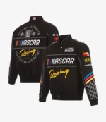 Unisex NASCAR JH Design Black Twill Driver Uniform Full-Snap Jacket