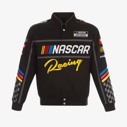 NASCAR JH Design Black Twill Driver Uniform Full-Snap Jacket