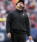 Unisex New Orleans Saints 2025 Coach Kellen Moore Black Hooded Full-Zip Rain Jacket