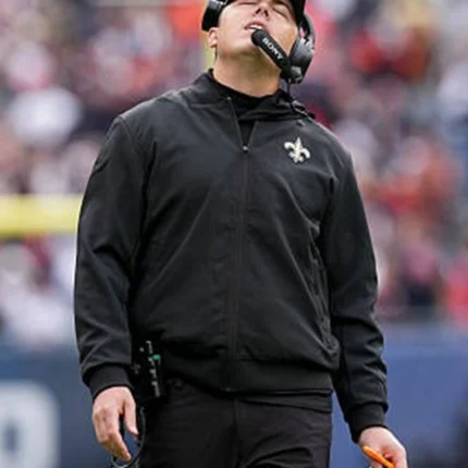 Unisex New Orleans Saints 2025 Coach Kellen Moore Black Hooded Full-Zip Rain Jacket