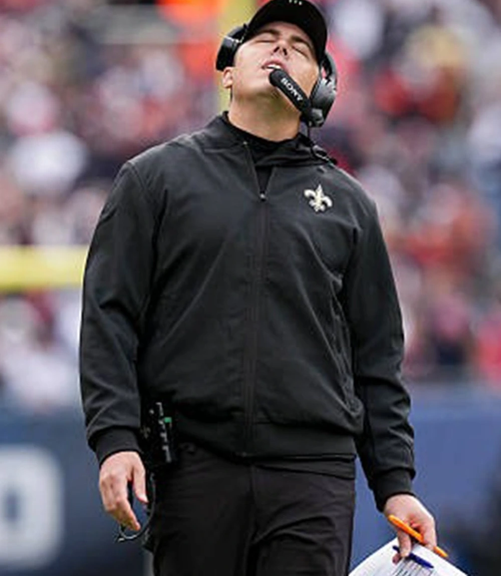 New Orleans Saints 2025 Coach Kellen Moore Black Hooded Full-Zip Rain Jacket Unisex New Orleans Saints 2025 Coach Kellen Moore Black Hooded Full-Zip Rain Jacket