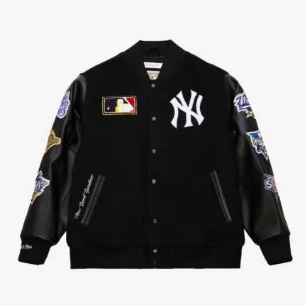New York Yankees Black Out Collection Vintage Logo Full-Snap Varsity Jacket For Men & Women