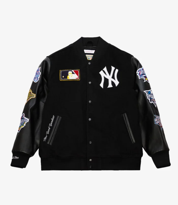 New York Yankees Black Out Collection Vintage Logo Full-Snap Varsity Jacket For Men & Women