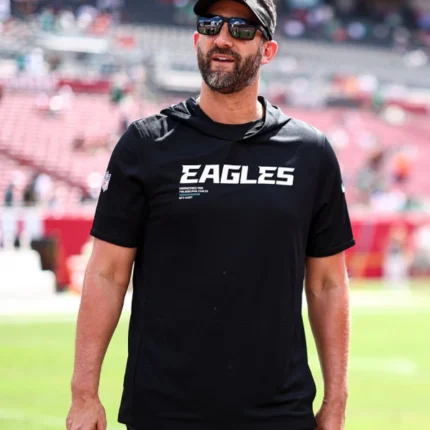 Unisex Nick Sirianni Eagles Sideline Performance Black Hoodie T-Shirt