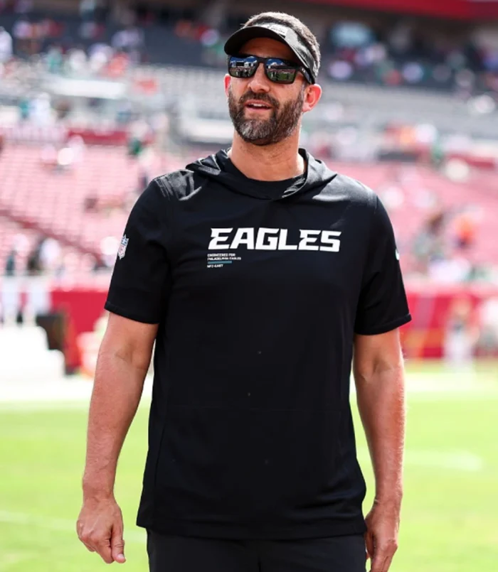 Unisex Nick Sirianni Eagles Sideline Performance Black Hoodie T-Shirt