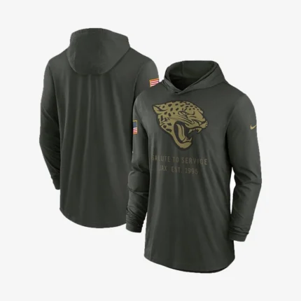 Nike Forest Green Jacksonville Jaguars 2025 Salute to Service Sideline Dri-FIT Lightweight Hooded Pullover T-Shirt