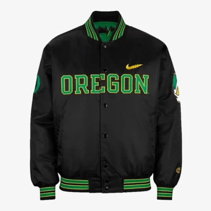 Nike Oregon Grateful Duck Satin Black Bomber Jacket For Unisex
