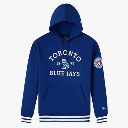Unisex OVO x New Era x MLB Toronto Blue Jays Blue Fleece Hoodie