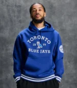 OVO x New Era x MLB Toronto Blue Jays Blue Fleece Hoodie For Unisex