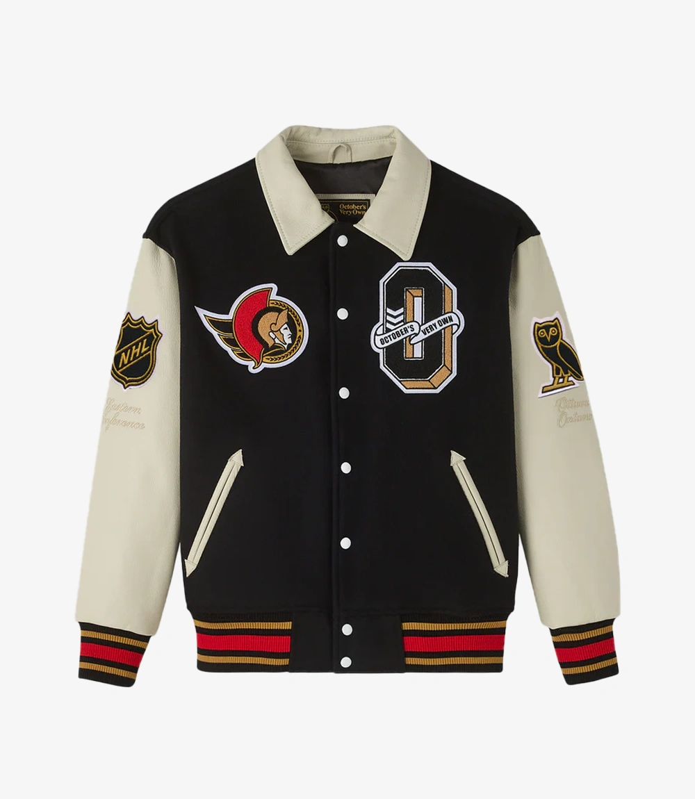 October's Very Own NHL Ottawa Senators Black Varsity Jacket October's Very Own NHL Ottawa Senators Black Varsity Jacket For Unisex