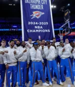 Unisex Oklahoma City Thunder Nike 2025 NBA Finals Champions Banner Raising Ceremony Showtime Full-Zip Jacket