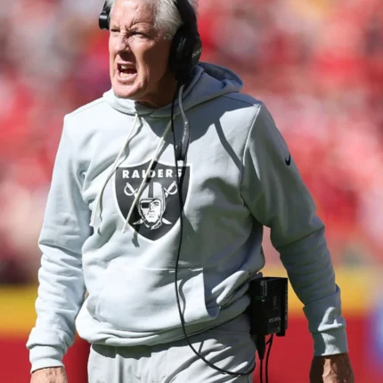 Unisex Pete Carroll Las Vegas Raiders Initial Home Sideline Men’s Nike Dri-FIT NFL Pullover Hoodie