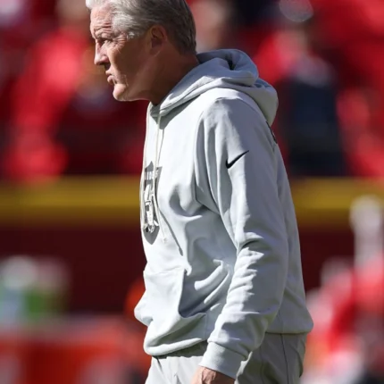 Pete Carroll Las Vegas Raiders Initial Home Sideline Men’s Nike Dri-FIT NFL Pullover Hoodie