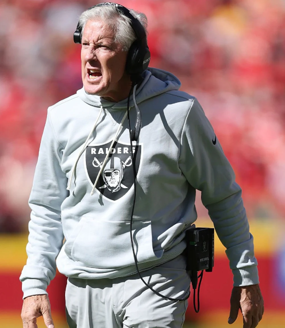 Pete Carroll Las Vegas Raiders Initial Home Sideline Men’s Nike Dri-FIT NFL Pullover Hoodie Unisex Pete Carroll Las Vegas Raiders Initial Home Sideline Men’s Nike Dri-FIT NFL Pullover Hoodie