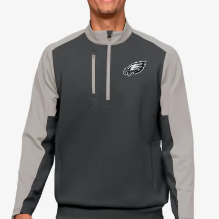 Philadelphia Eagles Antigua Black Team Quarter-Zip Pullover Top For Unisex