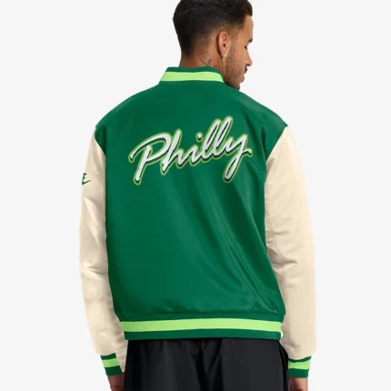 Philadelphia Eagles Nike Kelly Green Rewind Legacy Full-Snap Bomber Jacket