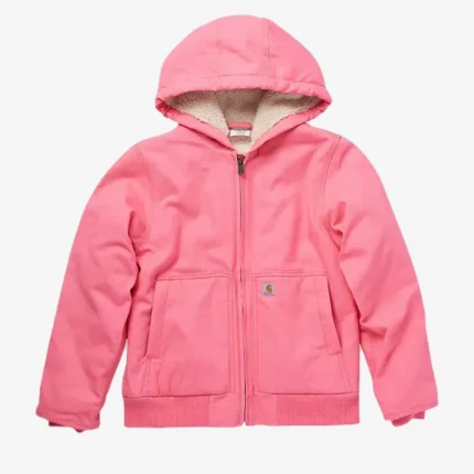 Womens Pink Carhartt Sherpa Lined Hooded Active Jacket