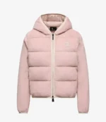 Womens Pink Moncler Padded Zip-Up Hoodie