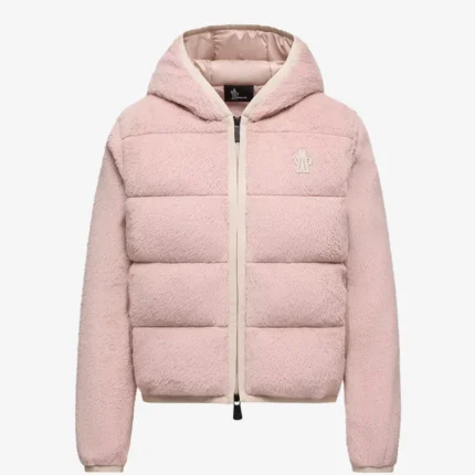 Womens Pink Moncler Padded Zip-Up Hoodie