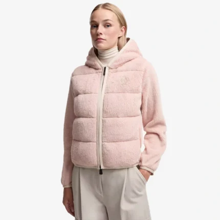 Pink Moncler Padded Zip-Up Hoodie