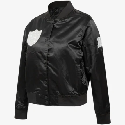 Raiders Pro Standard Satin Black Bomber Jacket For Unisex