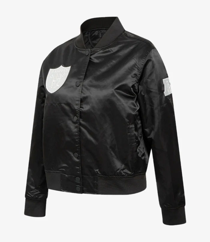 Raiders Pro Standard Satin Black Bomber Jacket For Unisex