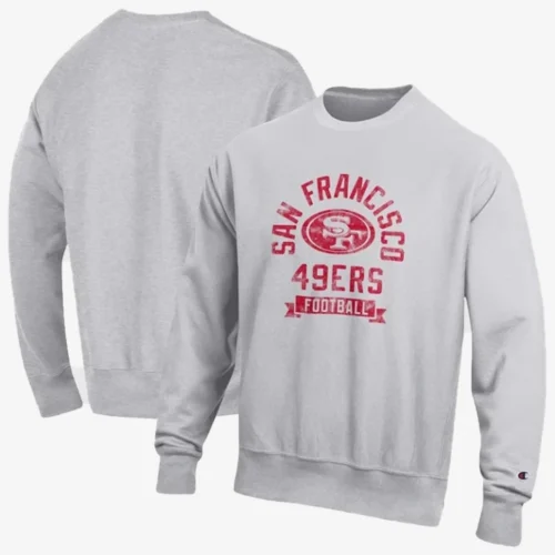 Unisex San Francisco 49ers Champion Heather Gray Reverse Weave Fleece Pullover Sweatshirt
