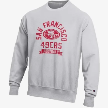 San Francisco 49ers Champion Heather Gray Reverse Weave Fleece Pullover Sweatshirt