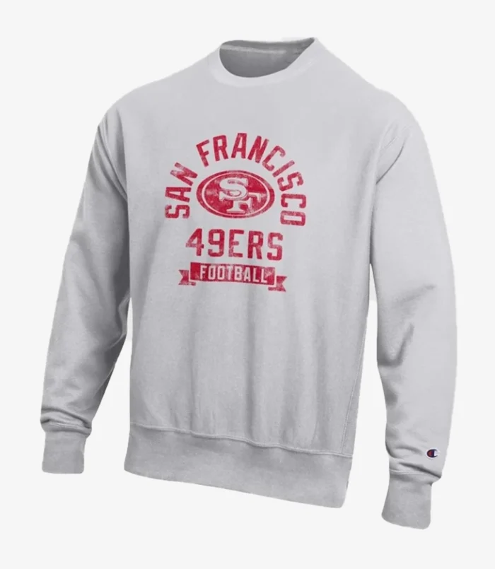 San Francisco 49ers Champion Heather Gray Reverse Weave Fleece Pullover Sweatshirt