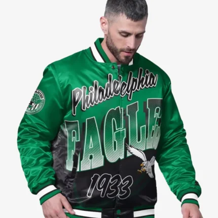 Starter Kelly Green Philadelphia Eagles Pass Rush Varsity Full-Snap Jacket For Unisex