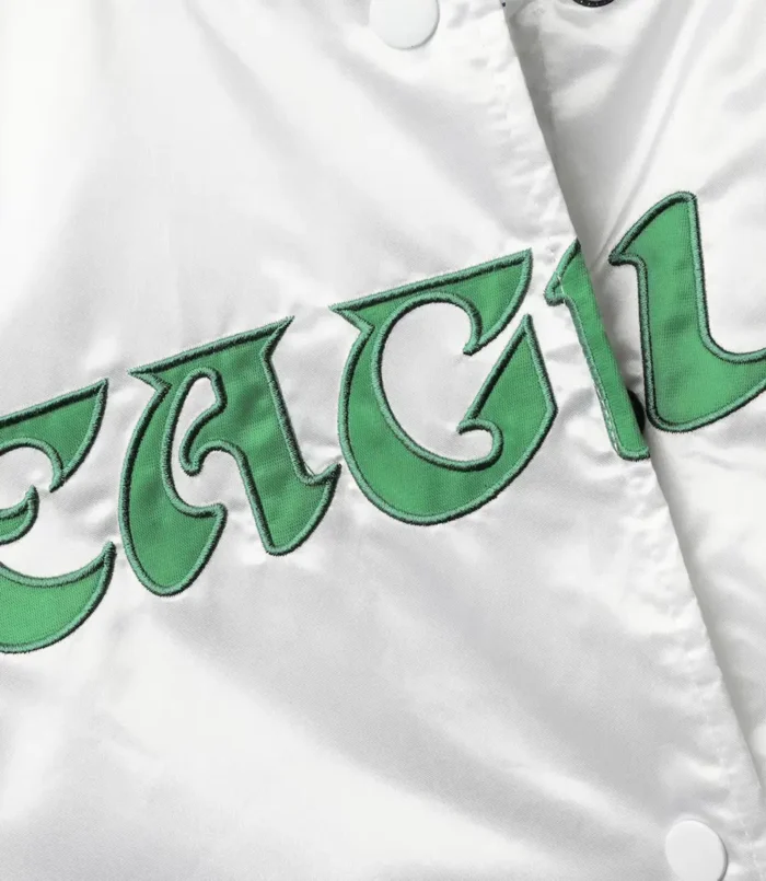 Unisex Starter White Philadelphia Eagles High Post Satin Rhinestone Full-Snap Jacket
