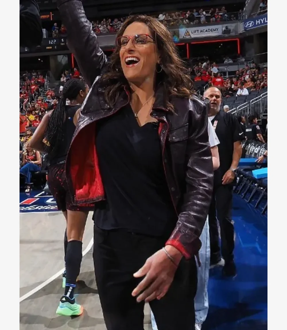 Stephanie White Indiana Fever Dark Brown Button-Up Bomber Leather Jacket Unisex Stephanie White Indiana Fever Dark Brown Button-Up Bomber Leather Jacket