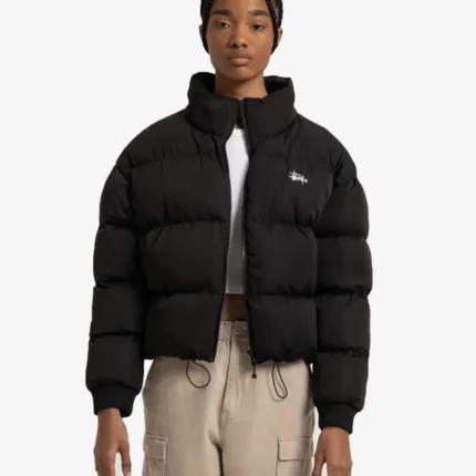 Unisex Stussy Graffiti Black Puffer Jacket