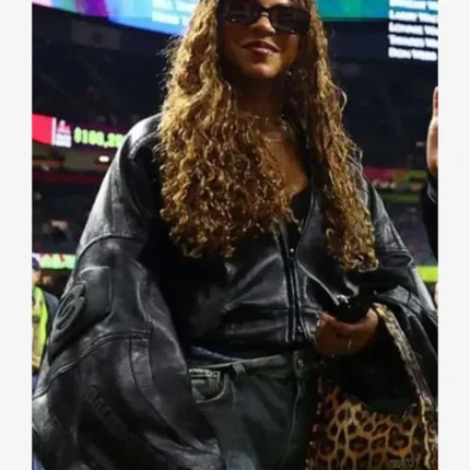 Super Bowl LIX Halftime Show 2025 Beyoncé Black Oversized Leather Jacket