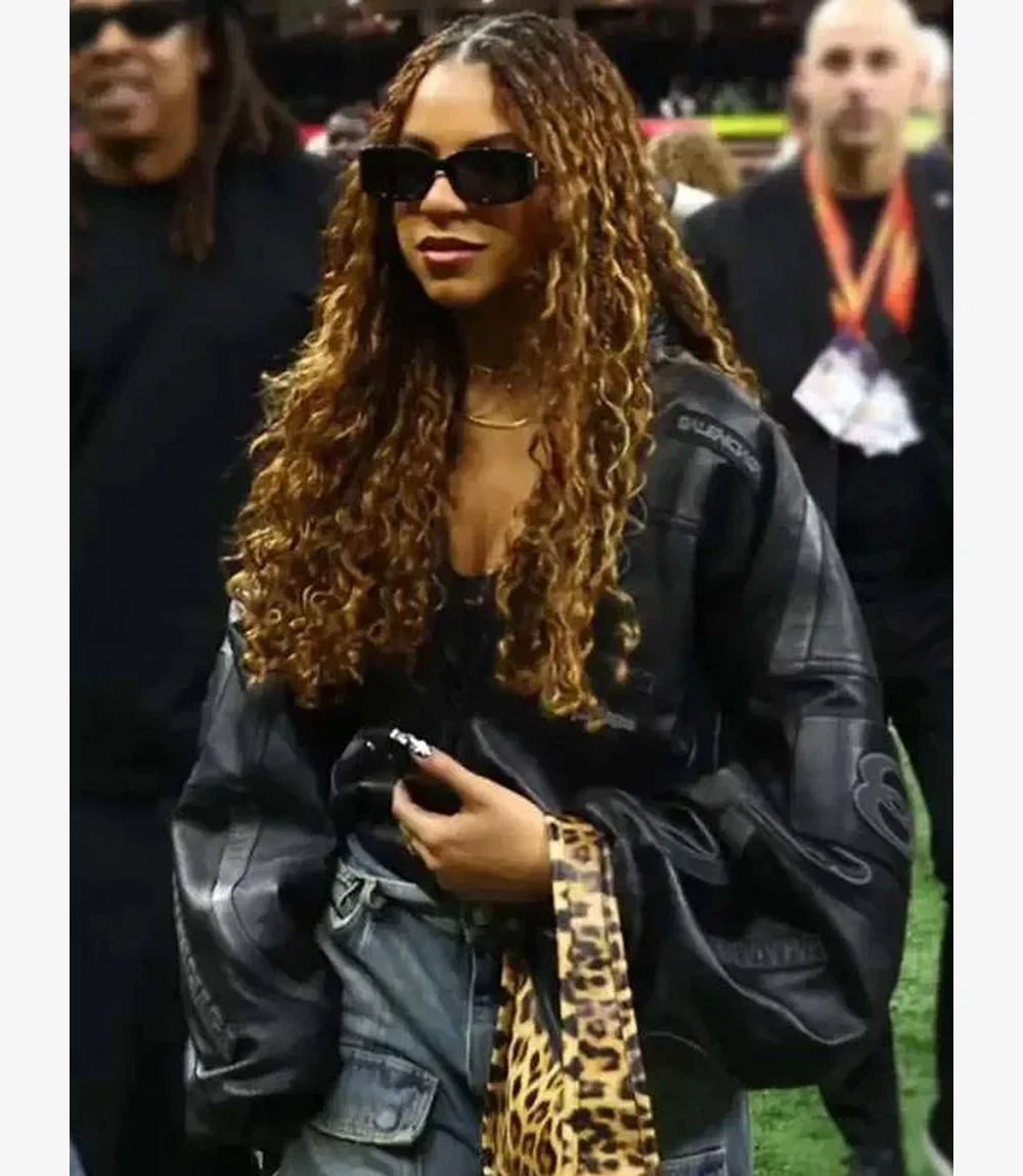 Super Bowl LIX Halftime Show 2025 Beyoncé Black Oversized Leather Jacket Unisex Super Bowl LIX Halftime Show 2025 Beyoncé Black Oversized Leather Jacket