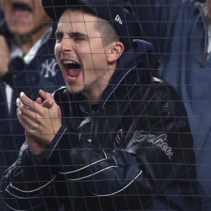 Unisex Timothée Chalamet New York Yankees Black Leather Varsity Jacket