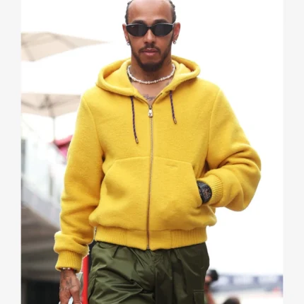 U.S. F1 Grand Prix 2025 Lewis Hamilton Yellow Zip-Up Hoodie