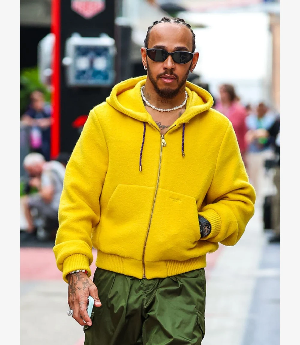 U.S. F1 Grand Prix 2025 Lewis Hamilton Yellow Zip-Up Hoodie Unisex U.S. F1 Grand Prix 2025 Lewis Hamilton Yellow Zip-Up Hoodie